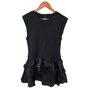 By Anthropologie 3D Floral Peplum Top Black Size L